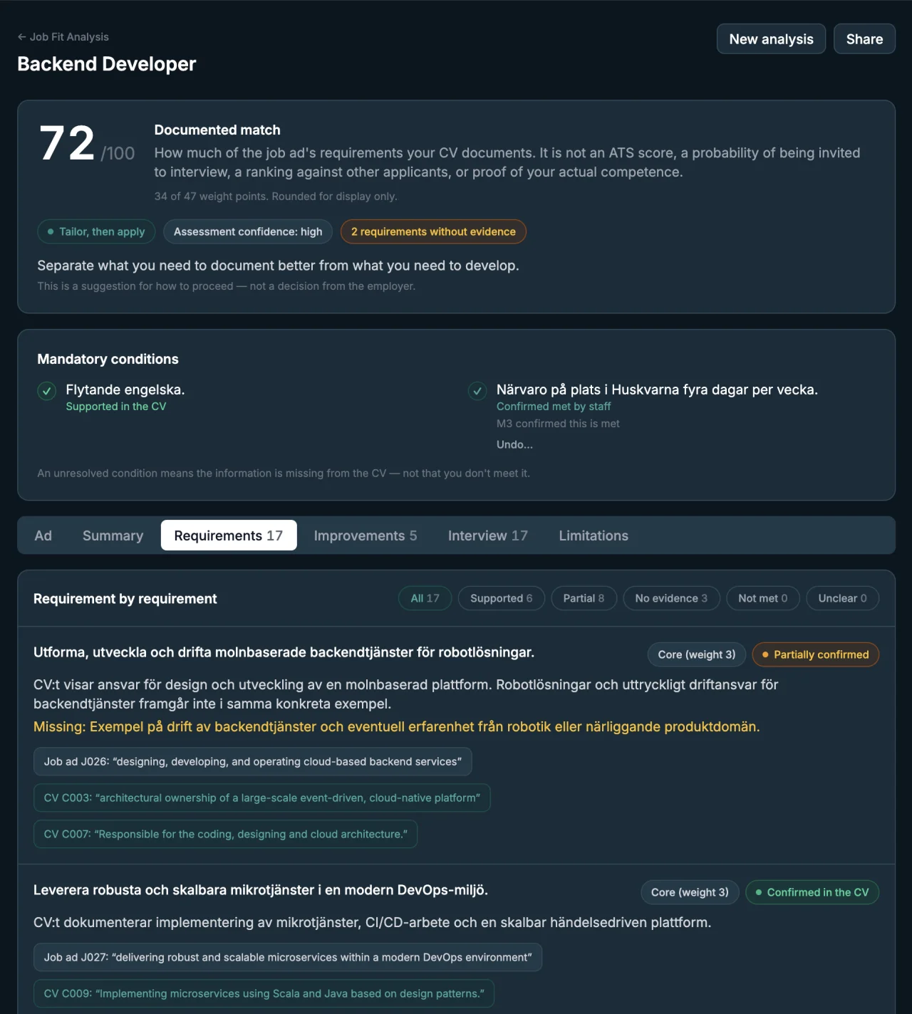 Job Fit Analysis report preview